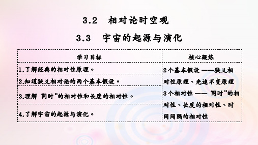 (新课标)学年高考物理3.2_3.3相对论时空观宇宙的起源与演化课件