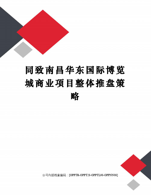 同致南昌华东国际博览城商业项目整体推盘策略