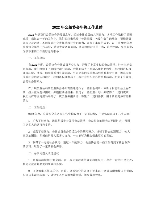 2022年公益协会年终工作总结