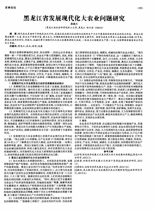 黑龙江省发展现代化大农业问题研究