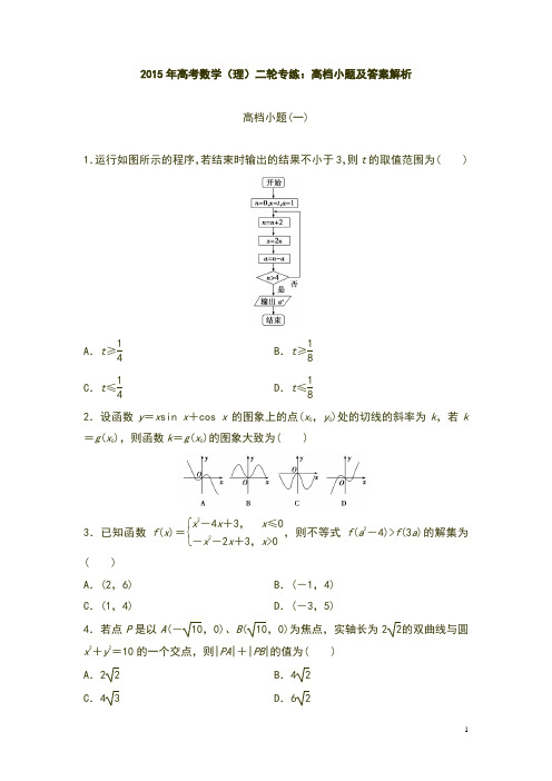 2015年高考数学(理)二轮专练：高档小题及答案解析(共2份试题)