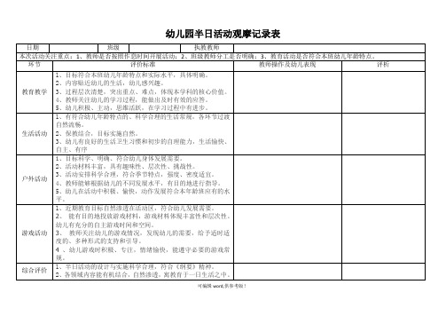 半日活动观摩表