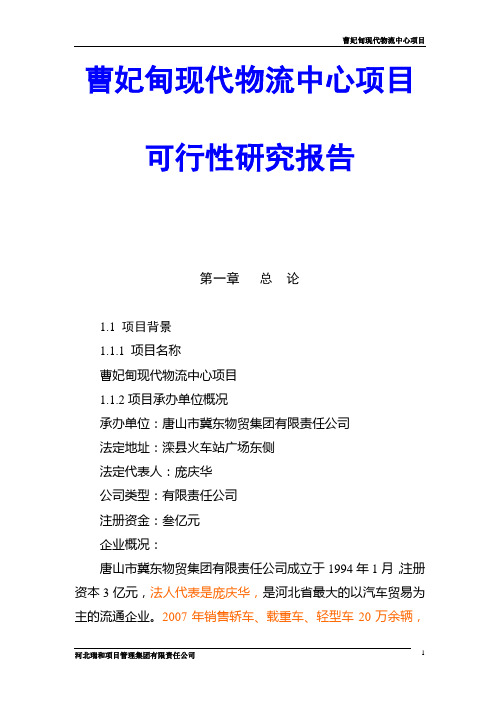 曹妃甸现代物流中心项目可行性研究报告