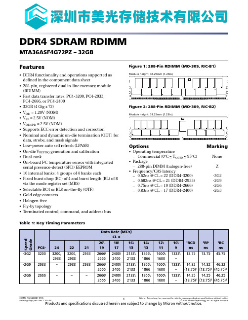 MEMORY存储芯片MTA36ASF4G72PZ-2G3B1中文规格书