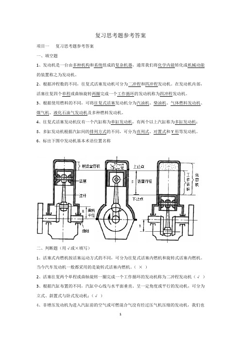 发动机机械系统故障诊断与维修复习思考题参考答案