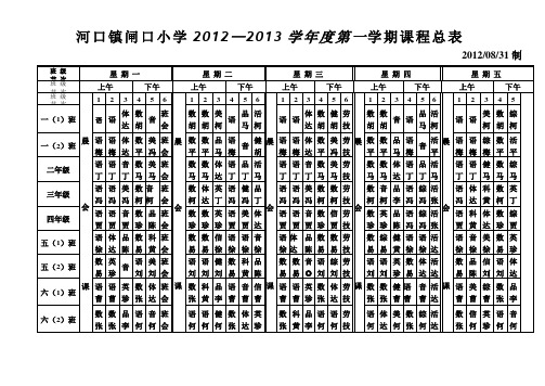 2012年课程表083101