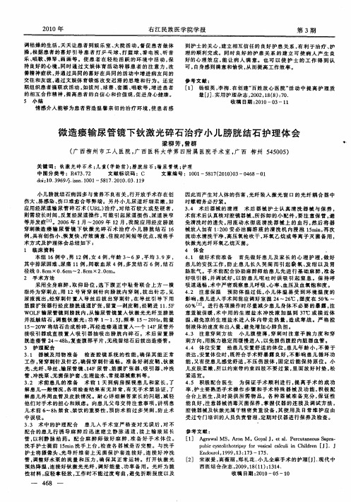 微造瘘输尿管镜下钬激光碎石治疗小儿膀胱结石护理体会