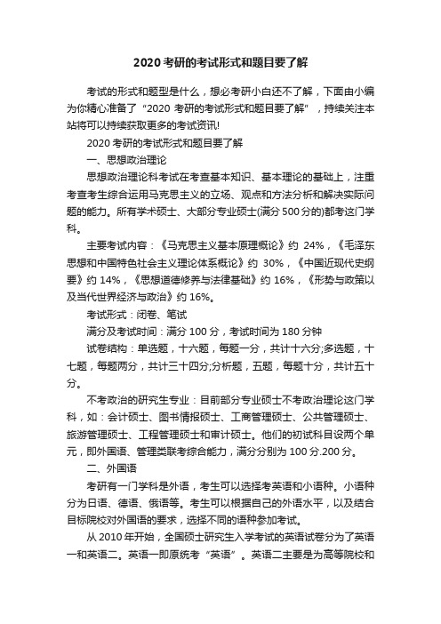 2020考研的考试形式和题目要了解