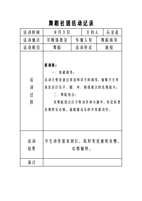 舞蹈社团活动记录