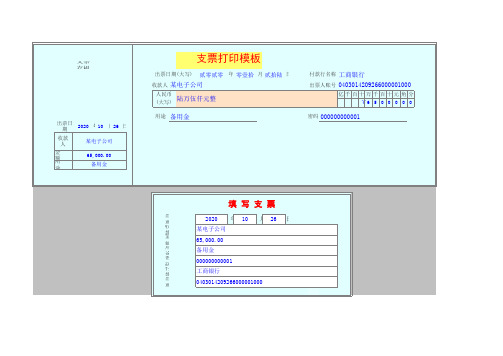 Excel支票打印格式