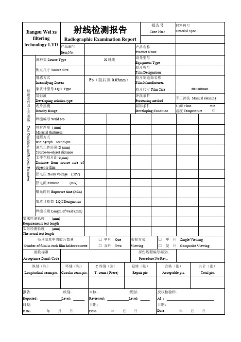 RT报告表格