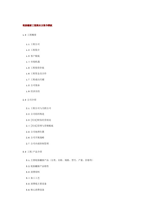 轮胎翻新项目商业计划书模板