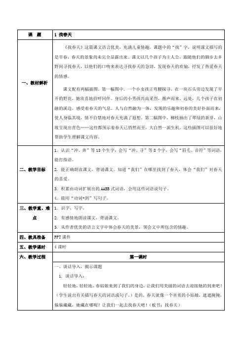 聋校语文第六册 1 找春天