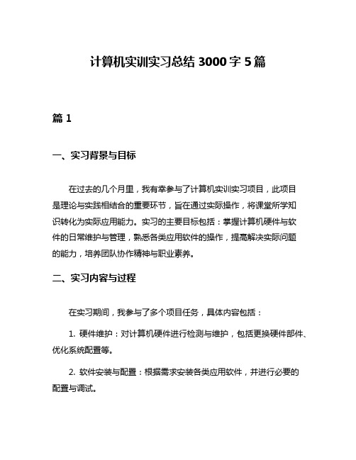 计算机实训实习总结3000字5篇