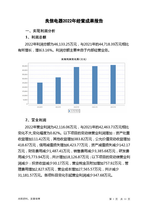 002706良信电器2022年经营成果报告