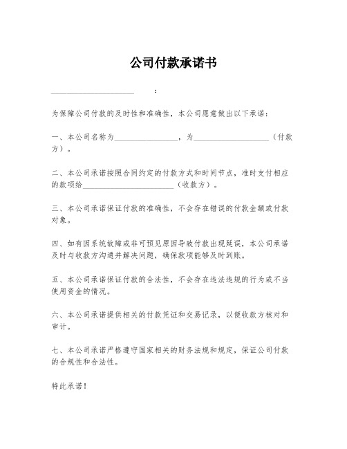 公司付款承诺书