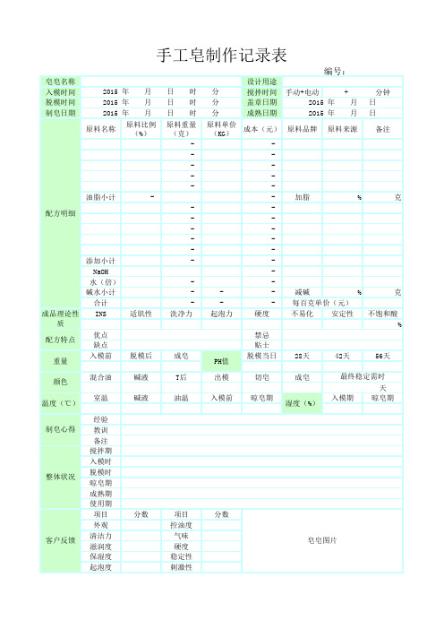 手工皂制作记录表模板