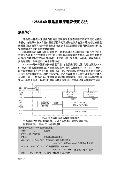 12864LCD液晶显示原理及使用方法