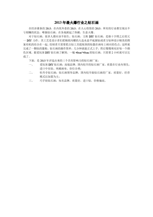 2013年最火爆行业之钻石画