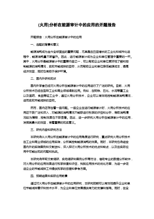 (火用)分析在能源审计中的应用的开题报告