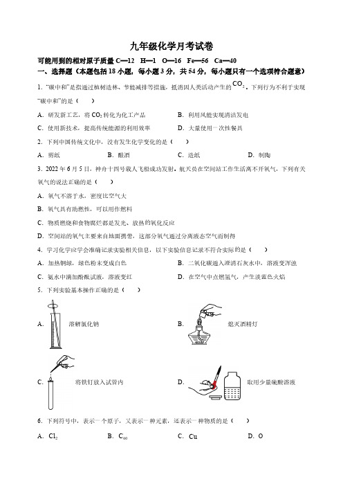 江苏省徐州市铜山区大许镇中心中学2023-2024学年九年级上学期10月月考化学试题(含解析)