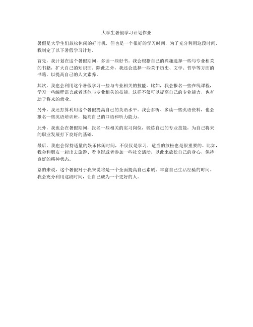 大学生暑假学习计划作业