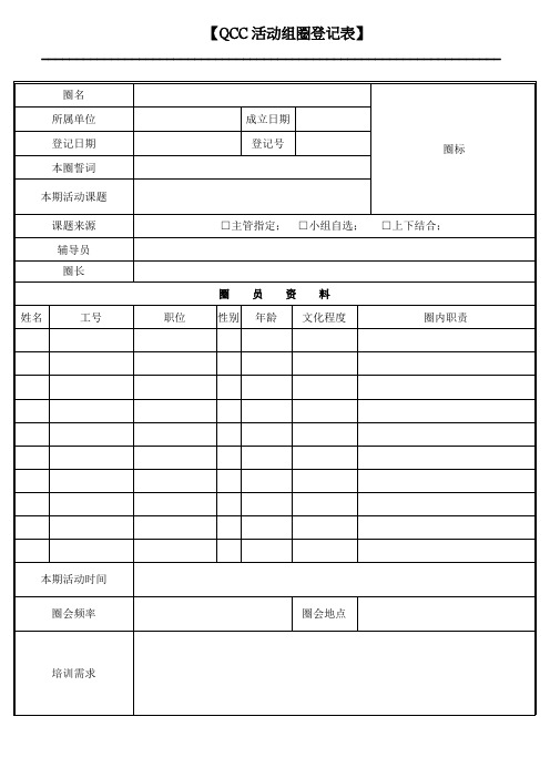 QCC活动组圈登记表(填写模板)