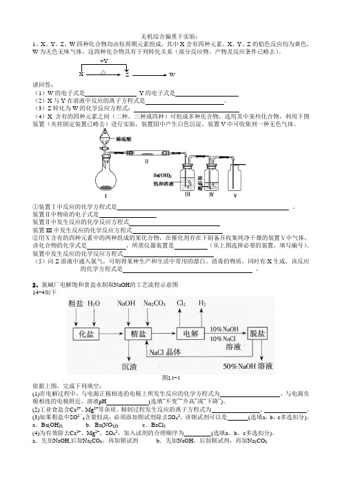 三、无机综合偏重于实验