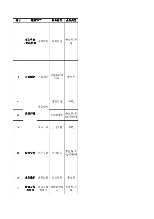 政企客户基础类业务服务标准稽查模板