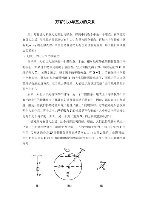 (完整版)万有引力与重力的关系