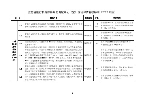 江苏省医疗机构静脉用药调配中心(室)现场评估验收标准(2022年版)