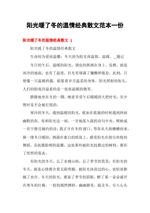 阳光暖了冬的温情经典散文范本一份