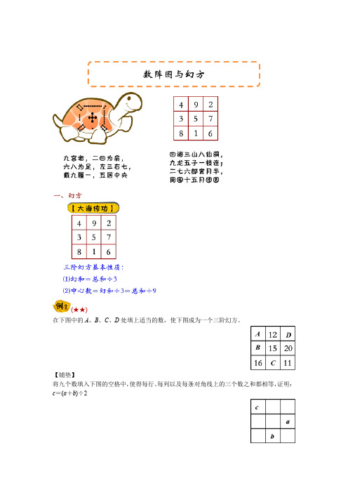 四年级下册数学试题-奥数培优：数阵图与幻方(无答案)全国通用