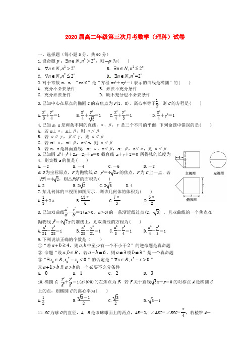 江西省上高二中2020学年高二数学上学期第三次月考试题 理