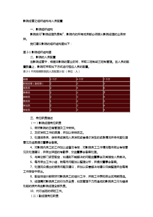 影院经营之组织结构与人员配置