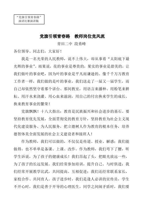 党旗引领青春路演讲稿 Word 文档