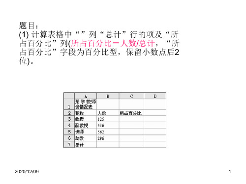 全国计算机一级考证——EXCEL绝对地址和相对地址考题讲解PPT教学课件