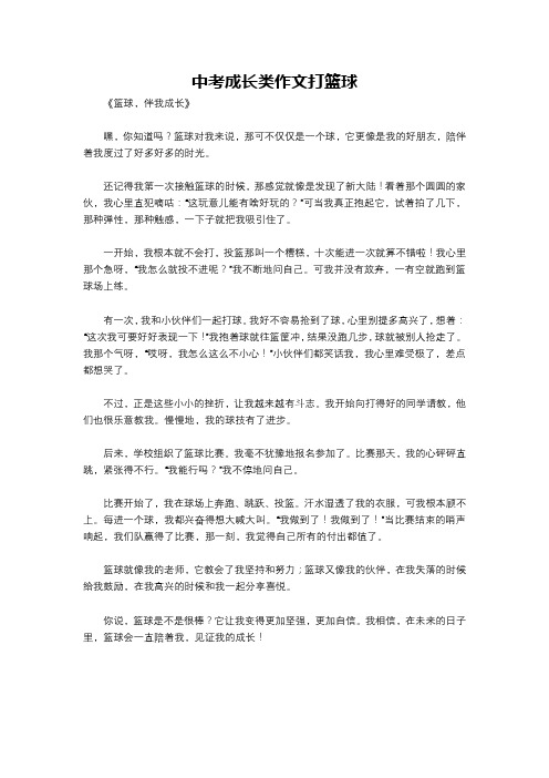 中考成长类作文打篮球