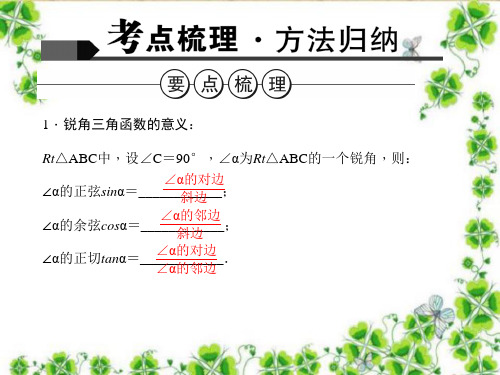 2016聚焦中考数学(辽宁省)考点聚焦课件 第20讲 锐角三角函数和解直角三角形