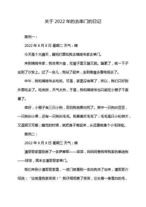 关于2022年的去串门的日记