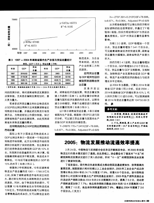 2005：物流发展推动流通效率提高