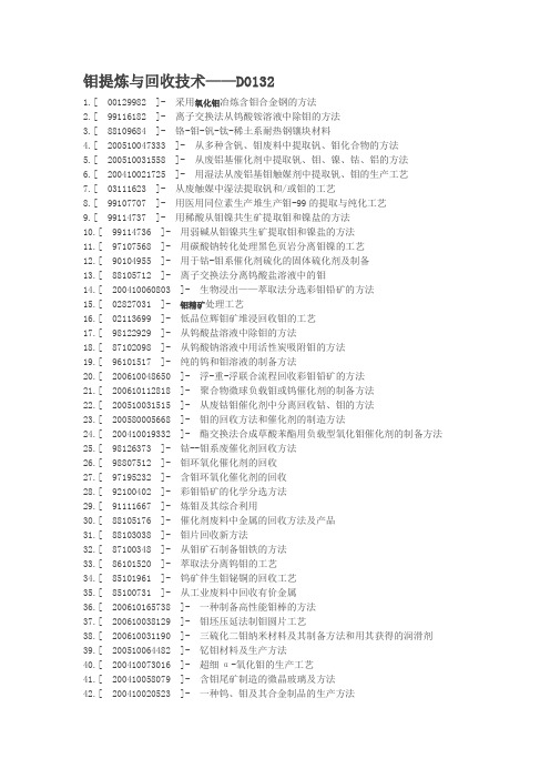 钼提炼与回收技术——D0132