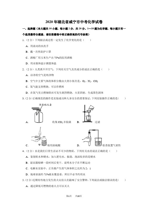 湖北省咸宁市中考化学试卷