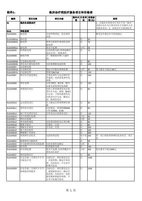 广西临床诊疗类医疗服务项目和价格表最新