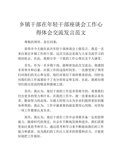 乡镇干部在年轻干部座谈会工作心得体会交流发言范文