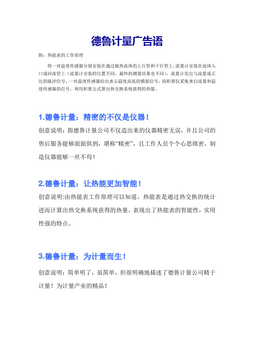 德鲁计量广告语
