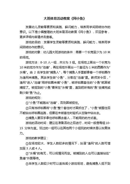 大班体育活动教案《网小鱼》