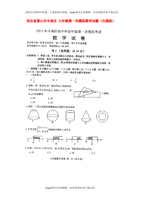 九年级数学第一次模拟试题扫描版