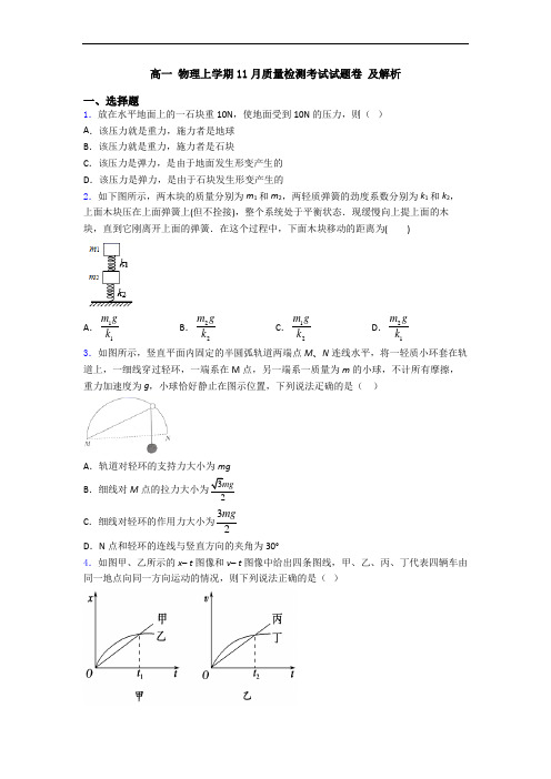 高一 物理上学期11月质量检测考试试题卷 及解析