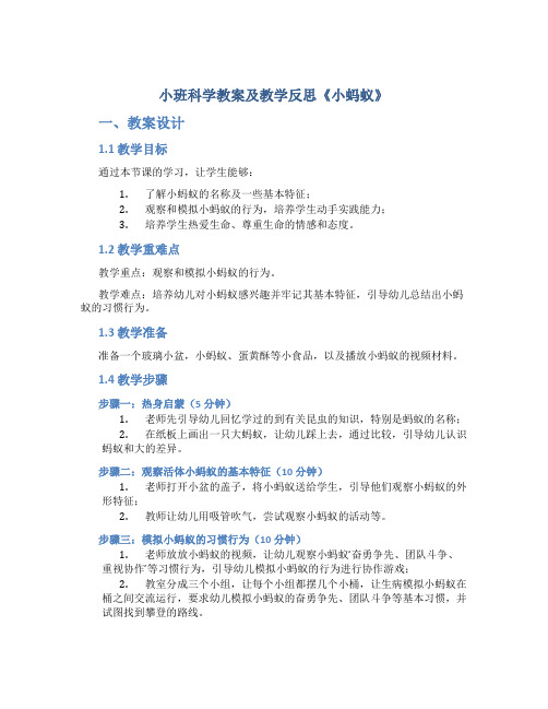 小班科学教案及教学反思《小蚂蚁》